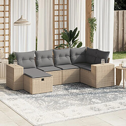 vidaXL Salon de jardin avec coussins 6pcs mélange beige résine tressée