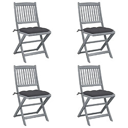 Maison Chic Lot de 4 Chaises pliables d'extérieur avec coussins | chaises de jardin | Fauteuil Relax Bois d'acacia -GKD75649