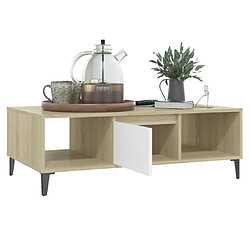 Avis vidaXL Table basse blanc chêne sonoma 103,5x60x35 cm bois d'ingénierie