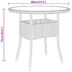 Acheter vidaXL Table de jardin Ø80x75 cm Verre trempé/résine tressée Gris