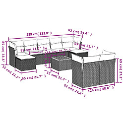 vidaXL Salon de jardin avec coussins 10 pcs gris résine tressée pas cher