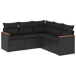 Maison Chic Ensemble de 5 Tables et chaises d'extérieur avec coussins,Salon de jardin noir résine tressée -GKD872182