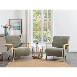 Vente-Unique Fauteuil en tissu vert et bois JULOMO