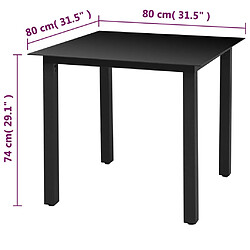 Avis vidaXL Table de jardin Noir 80x80x74 cm Aluminium et verre