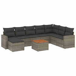 Maison Chic Salon de jardin avec coussins 10 pcs, Ensemble Tables et chaises de jardin, gris résine tressée -GKD391024