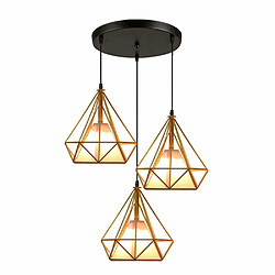 STOEX Suspension Cage forme Diamant Contemporain Lampe Plafonnier, Corde Ajustable Luminaire Lustre pour Cuisine, Couloir,Salle à manger, Salon, Chambre D'enfants et de restaurant, Jaune 