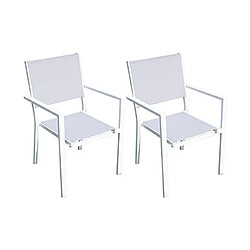 Mes Lot de 2 fauteuils en aluminium et textilène coloris blanc