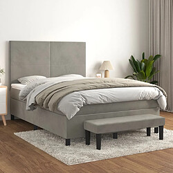 Maison Chic Lit Adulte - Lit simple Lit à sommier tapissier et matelas moelleux - Meuble de Chambre - Gris clair 140x200cm Velours -MN12584