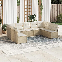 vidaXL Salon de jardin avec coussins 9 pcs beige résine tressée