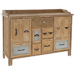 Pegane Buffet haut meuble de rangement en bois coloris naturel et métal - Longueur 116 x Hauteur 82 x Profondeur 35 cm