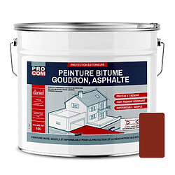 PRO COM Peinture bitume, résine sol enrobé bitumeux, asphalte, goudron, macadam PROCOM-10 litres-Brun rouge (RAL 040 30 40)
