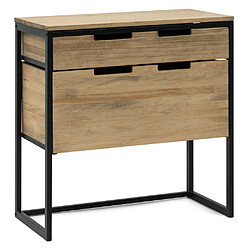 Ds Meubles Console Buffett 2TI 80x40x80cm Console Buffet Icub industriel 2 tiroirs 80x40x80cm Noir–Vieilli