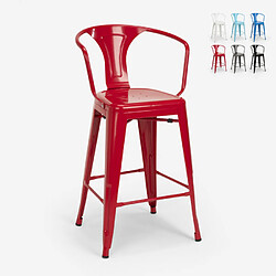 Ahd Amazing Home Design Tabouret avec dossier en métal design industriel pour bar et cuisine style Tolix Steel Back, Couleur: Rouge