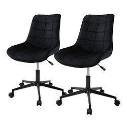 ML-Design 2x Chaise de bureau pivotante à 360° noir en velours tabouret pour salon travail 