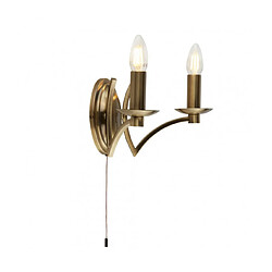 Searchlight Applique murale Ascot Acier MLD Laiton antique 2 ampoules 17cm Matériau : Acier MLDColoris : Laiton antiqueNombre d'ampoules : 2Type d'ampoule : E14Puissance Max en Watts (W) : 40Ampoules incluses : NonIP20Hauteur en Cm : 17Hauteur