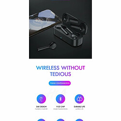 Tws Tw08 Bluetooth 5.0 Écouteur Casque Sans Fil Clear Bass Mic Eaburds Pour Téléphone - Noir