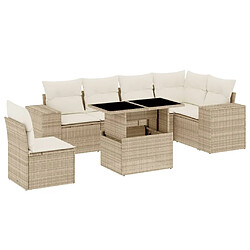 vidaXL Salon de jardin avec coussins 7 pcs beige résine tressée