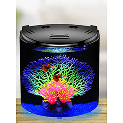 Universal 5L Aquarium USB LED Filtration Simulation Waterworks Portable Mini Aquarium Home Decoration 180 Degrees Open Living Room Desk | Aquarium Tank (Noir)