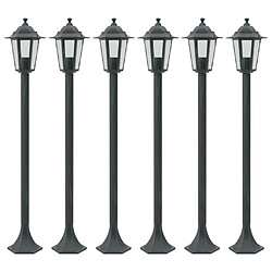 vidaXL Lampe de jardin à piquet 6 pcs E27 110 cm Aluminium Vert foncé