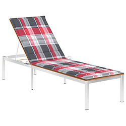 vidaXL Chaise longue avec coussin Bois d'acacia et acier inoxydable