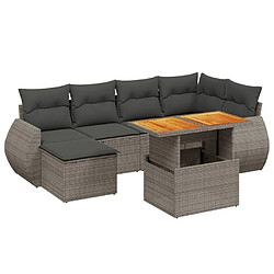 vidaXL Salon de jardin avec coussins 7 pcs gris résine tressée