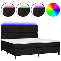 vidaXL Sommier à lattes de lit et matelas et LED Noir 200x200 cm Tissu