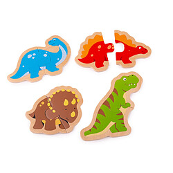 Bigjigs Toys 4 x Puzzles en deux pièces - Dinosaures 