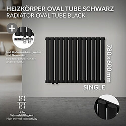 Avis LuxeBath Radiateur noir mat simple couche raccord à gauche au sol traversante 78 x 60 cm