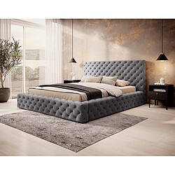 Bestmobilier Christiana - lit coffre - 140x200 - sommier inclus - en velours Christiana - lit coffre - 140x200 - sommier inclus - en velours - Gris foncé