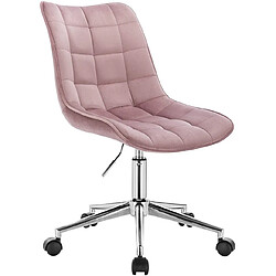 Helloshop26 Fauteuil de bureau tabouret de travail en velours rose 19_0000245