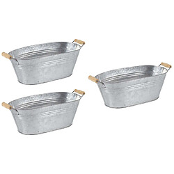 Aubry Gaspard Jardinière ovale zinc et bois (Lot de 3). Jardinière ovale zinc et bois (Lot de 3)