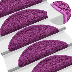 vidaXL Tapis d'escalier 15 pcs violet 65x21x4 cm