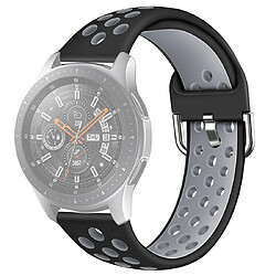 Wewoo Bracelet pour montre connectée Galaxy Watch 46 / S3 / Huawei GT 1/2 22mm de en silicone bicolore bicoloreTaille L Noir Gris 