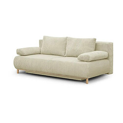 Avis Banquette convertible 3 places MIKA - Velours côtelé Beige - Coffre de rangement - L 192 x H 84 x P 93 cm