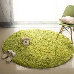 LUUCOZK Tapis à poils longs doux et moelleux pour chambre à coucher et salon - Vert gazon-Rond 80cm