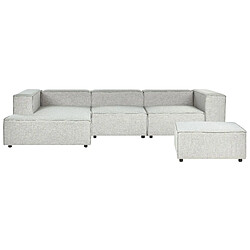 Beliani Section 3 places angle côté droit de canapé modulable avec ottoman en tissu gris APRICA 