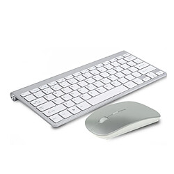 YP Select Ensemble de clavier sans fil ultra-mince pour mini souris Ensemble de souris USB sans fil - Argenté Gris 