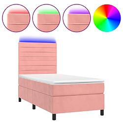 vidaXL Sommier à lattes de lit avec matelas LED Rose 100x200cm Velours