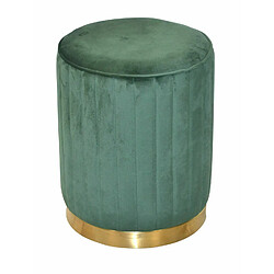 Decoshop26 Tabouret pouf repose pieds tendance avec revêtement en velours vert TABO05019