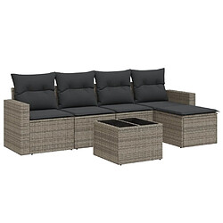 Maison Chic Salon de jardin 6 pcs avec coussins | Ensemble de Table et chaises | Mobilier d'Extérieur gris résine tressée -GKD66451