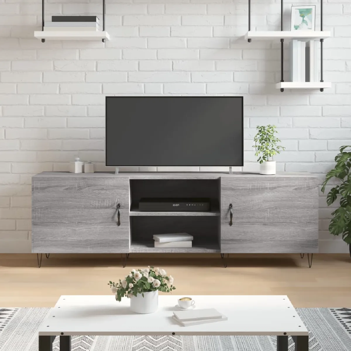 Maison Chic Meuble TV scandinave gris - Banc TV pour salon Sonoma 150x30x50 cm bois d'ingénierie -MN65542