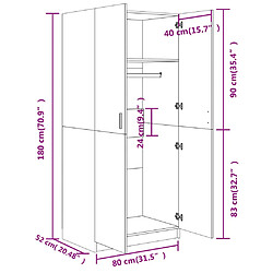 vidaXL Garde-robe Chêne sonoma 80x52x180 cm Bois d’ingénierie pas cher