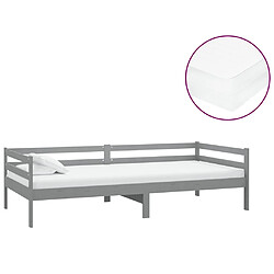 Maison Chic Lit de jour avec matelas, Lit de repos Lit d'invité pour Salon Chambre,Canapé-lit 90x200 cm Gris Bois de pin massif -MN74899