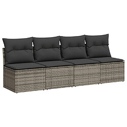 Acheter vidaXL Salon de jardin 11 pcs avec coussins gris résine tressée