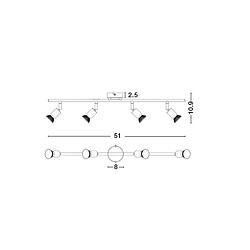 NOVA LUCE Plafonnier BASE Nickel Satiné LED GU10 4x5 W