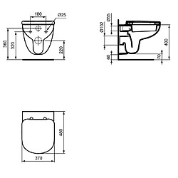 Ideal Standard - Abattant recouvrant blanc charnières inox - Kheops