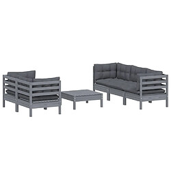 Avis Maison Chic Ensemble Tables et chaises d'extérieur 6pcs avec coussins,Salon de jardin anthracite bois de pin -GKD253510