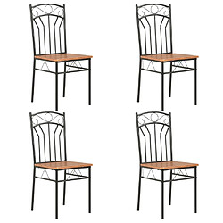 Decoshop26 Lot de 4 chaises de salle à manger cuisine design classique marron MDF CDS021694