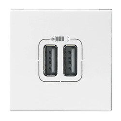 Legrand Double chargeur USB Type-A 3A 15W 2 modules complet Mosaic - Blanc