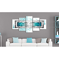 Decoshop26 Tableau toile de décoration murale impression premium en 5 parties sur châssis en bois motif Blizzard turquoise 100x50 cm 11_0012824